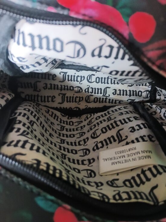 Juicy Couture Mini Backpack Black Rose Floral Pattern Gold Hardware Adjustable main image 12